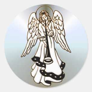 Christmas Angel Brass Trumpet Runder Aufkleber