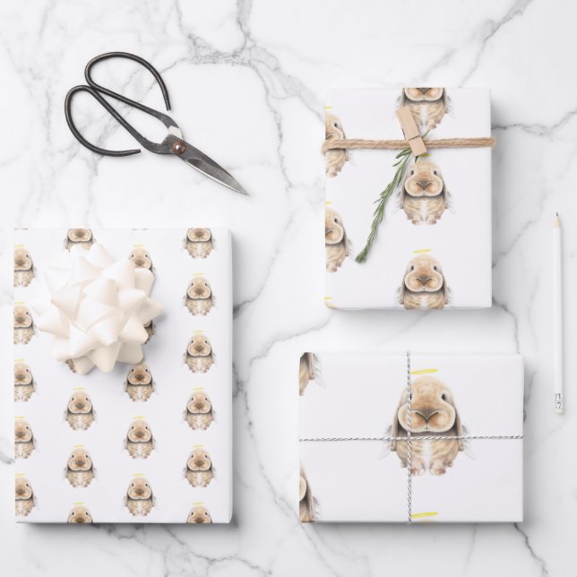 Christmas Angel Bunny Geschenkpapier Set (Vorderseite)