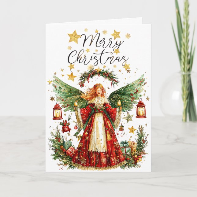 Christmas Angel & Christmas presents Christmas Karte (Vorderseite)