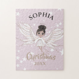 Christmas Angel Dark Hair Pink White