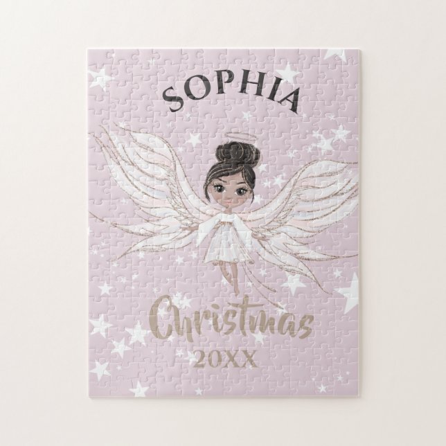 Christmas Angel Dark Hair Pink White (Vertikal)