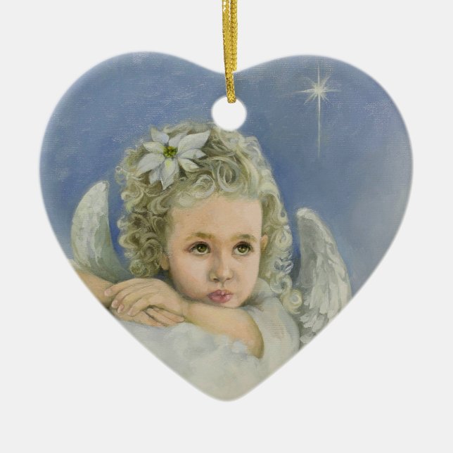 Christmas Angel Heart Keramik Ornament (Vorne)