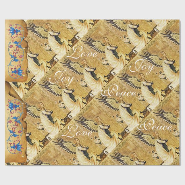 CHRISTMAS ANGEL JOY FRIACE LIEBE FLORAL PARCHMENT GESCHENKPAPIER (Flach)