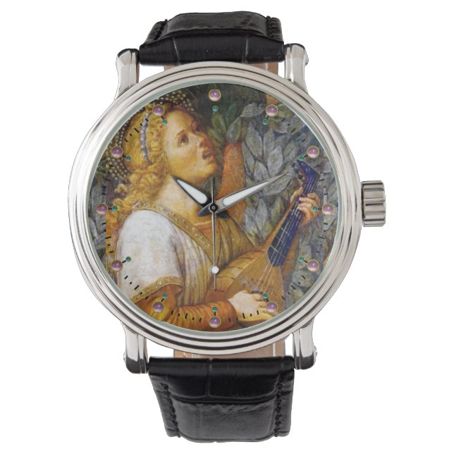 CHRISTMAS ANGEL MAKING MUSIC ,PINK GEMS ARMBANDUHR (Vorderseite)