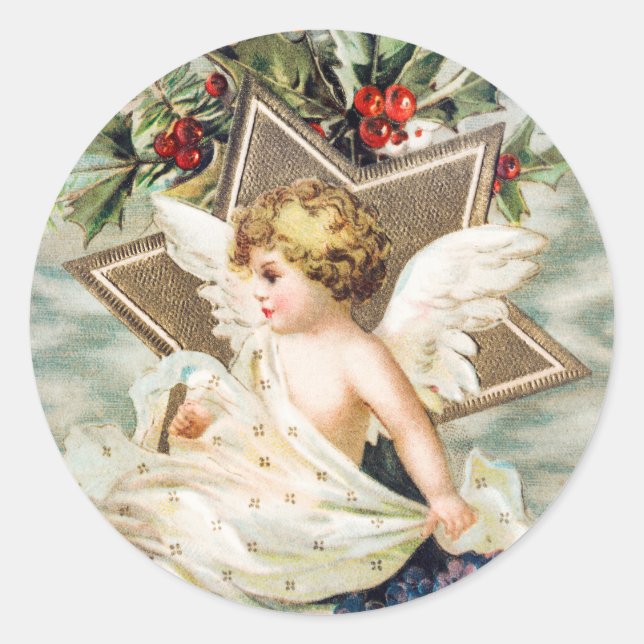 CHRISTMAS ANGEL MIT HOLLROUND Aufkleber (Vorderseite)