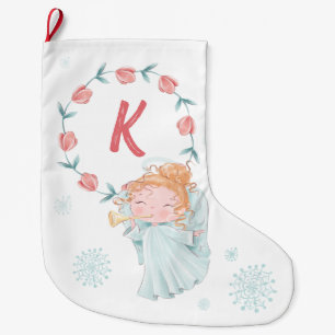 Christmas Angel Monogram Großer Weihnachtsstrumpf