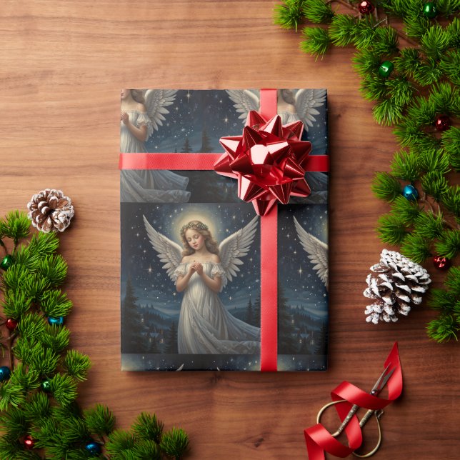 Christmas Angel Starry Night Geschenkpapier (Feiertagsgeschenk)