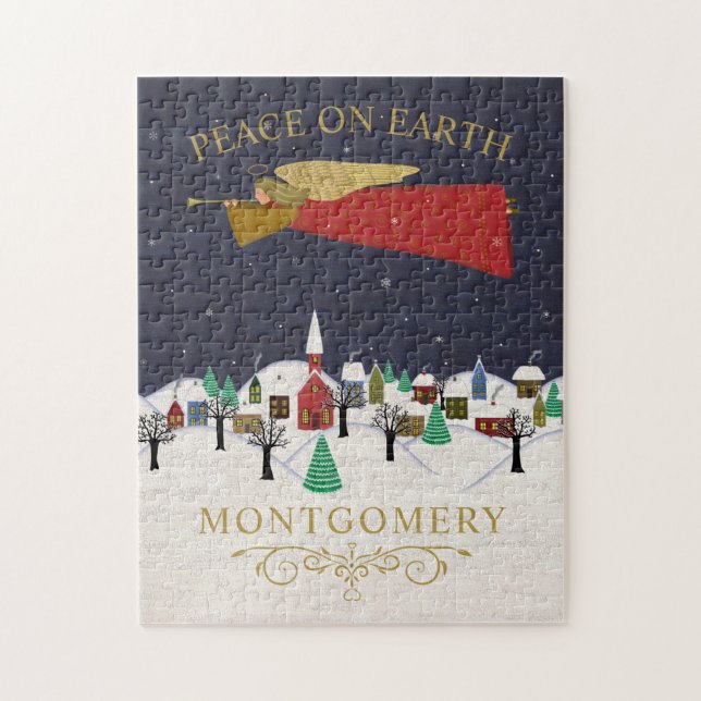 Christmas Angel Village Weltfrieden Monogram (Vertikal)