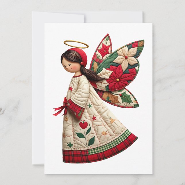 Christmas Angel with Holiday Flowers Einladung (Vorderseite)