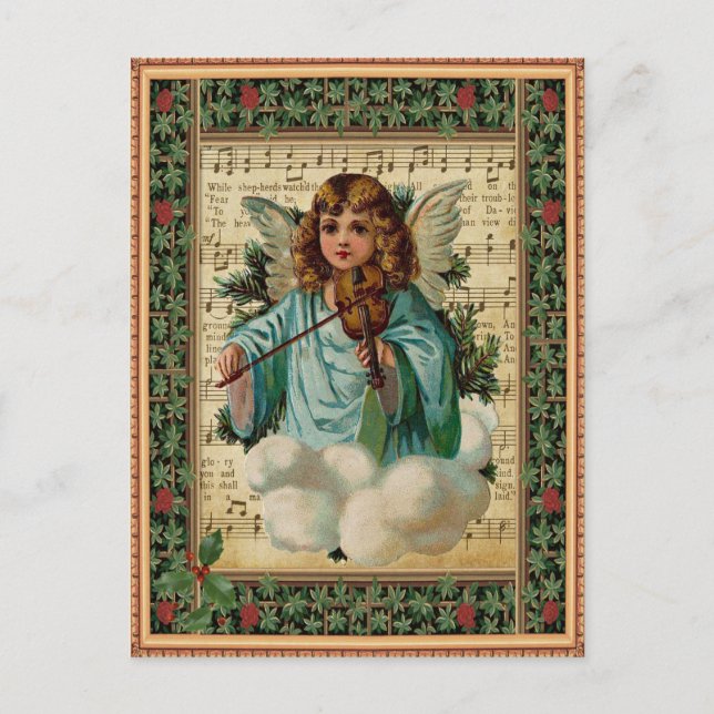 Christmas Angel with Violin Feiertagspostkarte (Vorderseite)