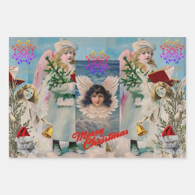 CHRISTMAS ANGELS Envelopper le papier ensemble de  (Devant)
