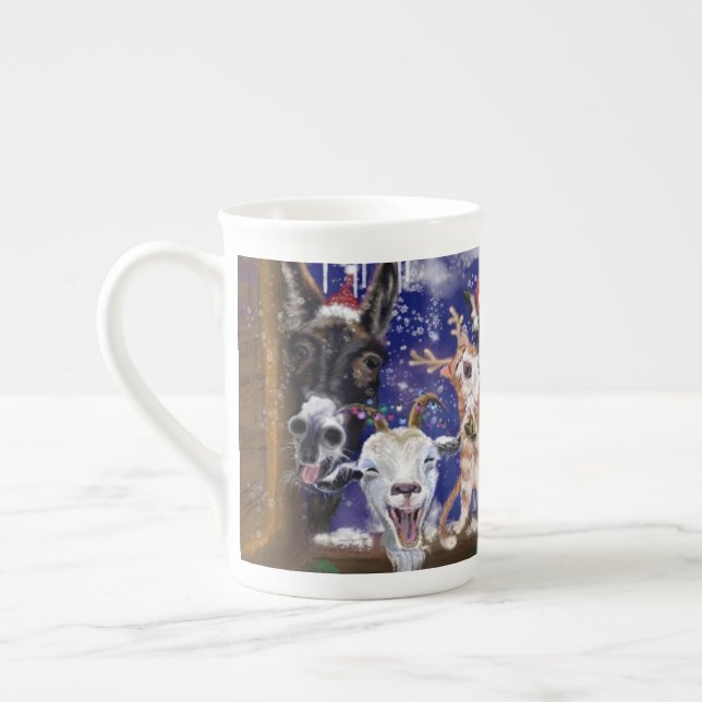 Christmas Animal Party Funny Mug Prozellantasse (Links)