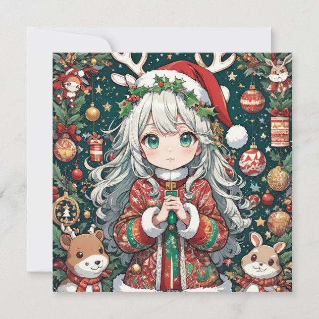 Christmas Anime Feiertagskarte (Vorderseite)