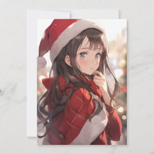Christmas Anime Girl Feiertagskarte