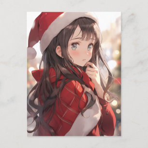 Christmas Anime Girl Feiertagspostkarte