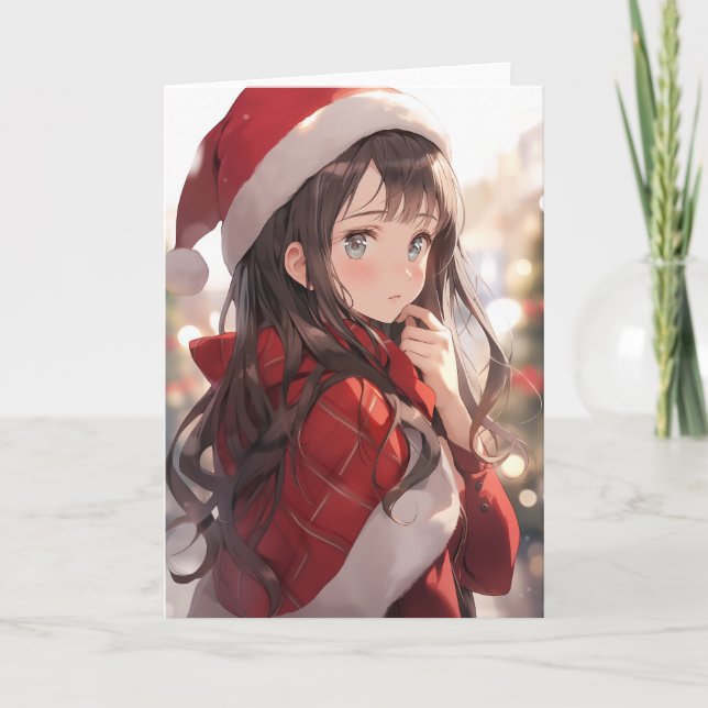Christmas Anime Girl Karte (Vorderseite)