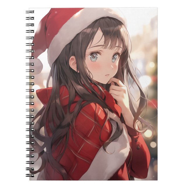 Christmas Anime Girl Notizblock (Vorderseite)