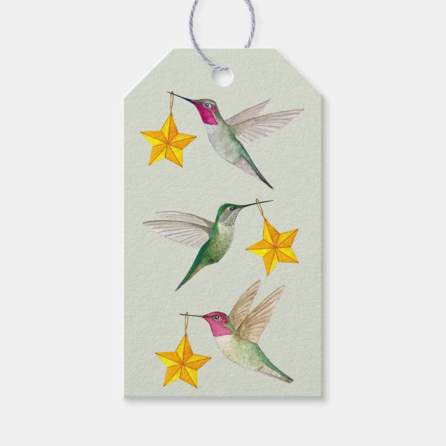 Christmas Anna's Hummingbirds Gift Tag Geschenkanhänger (Vorderseite)