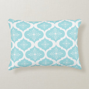 Christmas Aqua Blue Snowflakes Lattice Muster Zierkissen