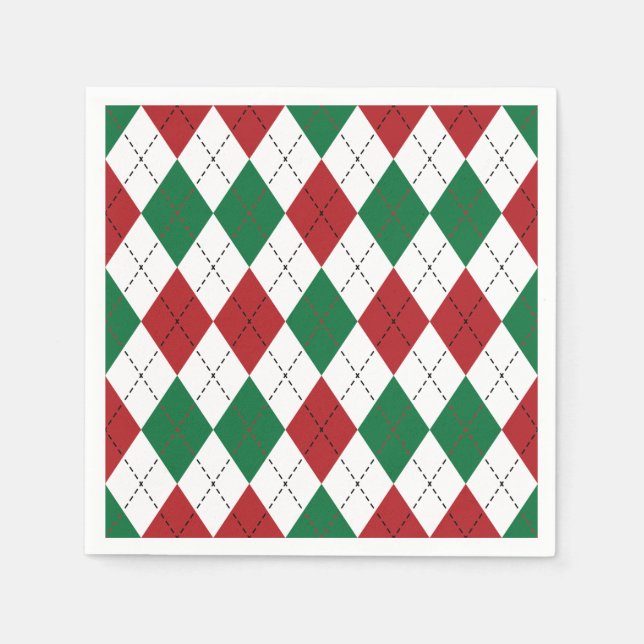 Christmas Argyle Pattern Napkins Serviette (Vorderseite)