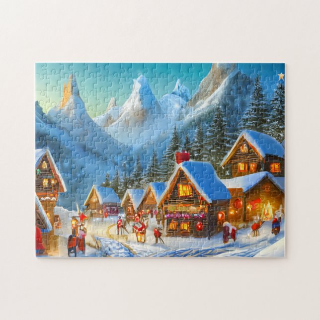 Christmas Art Town 4 The Daily Jigsaw puzzle Récen (Horizontal)