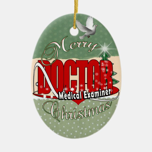 CHRISTMAS ARZT MEDIZINISCHE PRÜFUNG KERAMIKORNAMENT (Vorne)