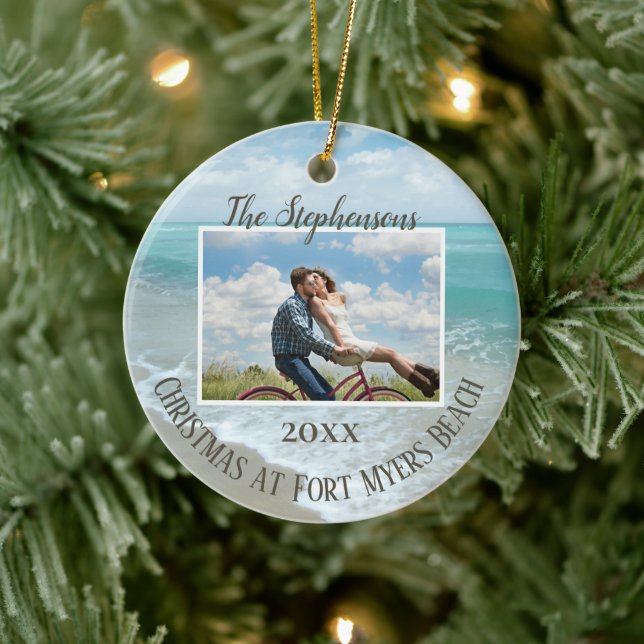 Christmas at the Beach Ornament Family Photo (Baum)