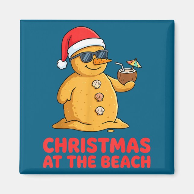 Christmas At The Beach Shirt Funny Sandman Trocal  Magnet (Vorne)