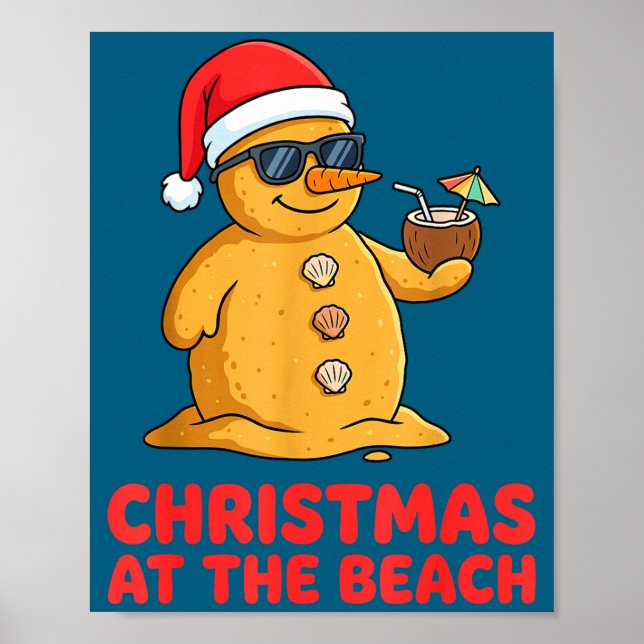 Christmas At The Beach Shirt Funny Sandman Trocal  Poster (Vorne)
