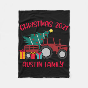 Christmas Austin Familie Matching Name Traktor Far Fleecedecke