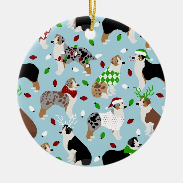 Christmas Australian Shepherd Ceramic Ornament (Vorne)