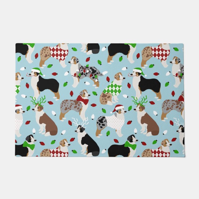 Christmas Australian Shepherd Doormat Fußmatte (Vorderseite)