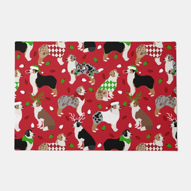 Christmas Australian Shepherd Fußmatte (Vorderseite)