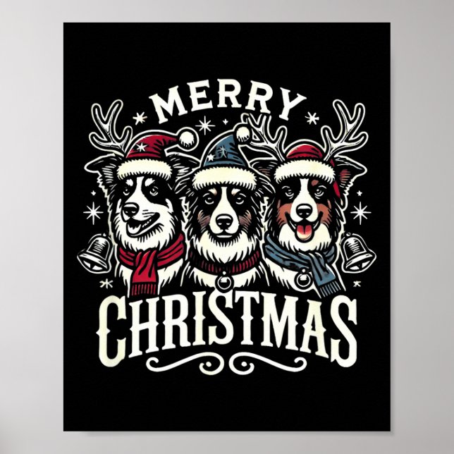Christmas Australian Shepherd Santa Hat Aussie Chr Poster (Vorne)
