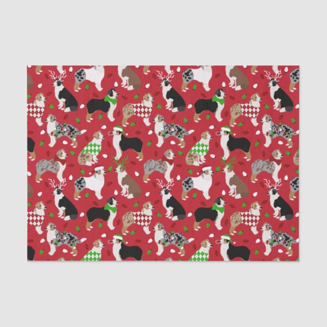 Christmas Australian Shepherd Seidenpapier (Vorderseite)