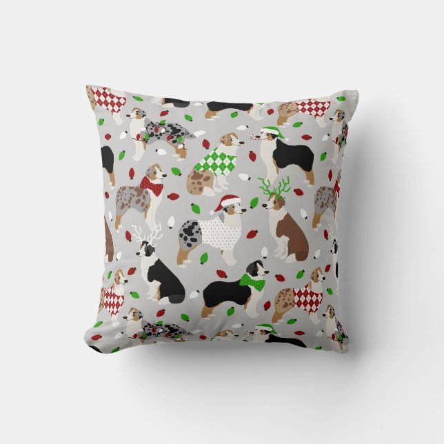 Christmas Australian Shepherd Throw Kissen (Vorderseite)