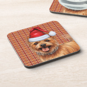 Christmas Australian Terrier Dog Kariert Holiday Getränkeuntersetzer