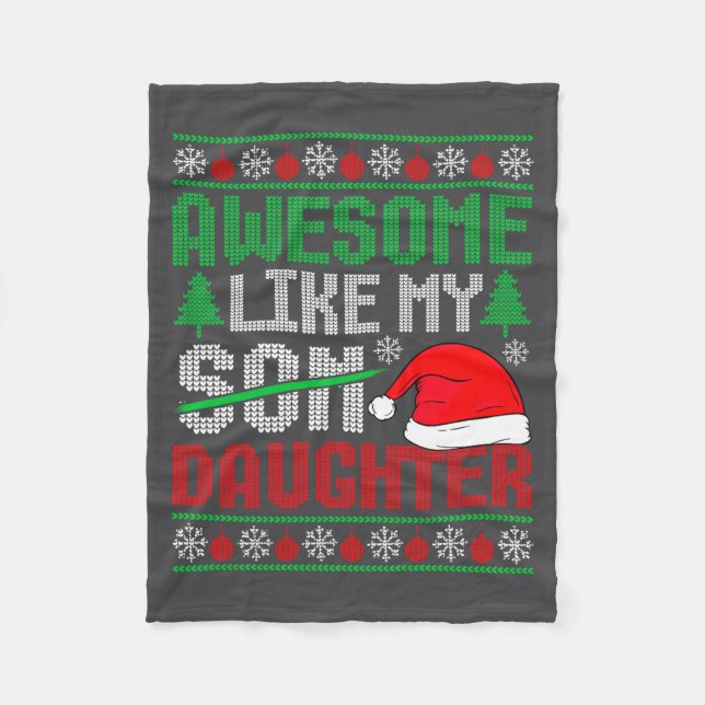Christmas Awesome Like My Daughter Santa Hat Ugly  Fleecedecke (Vorderseite)
