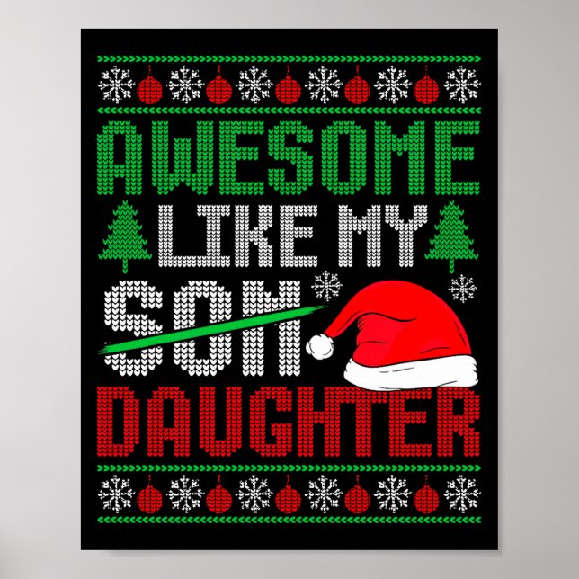 Christmas Awesome Like My Daughter Santa Hat Ugly  Poster (Vorne)