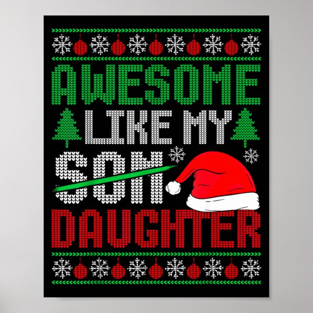 Christmas Awesome Like My Daughter Santa Hat Ugly  Poster (Vorne)