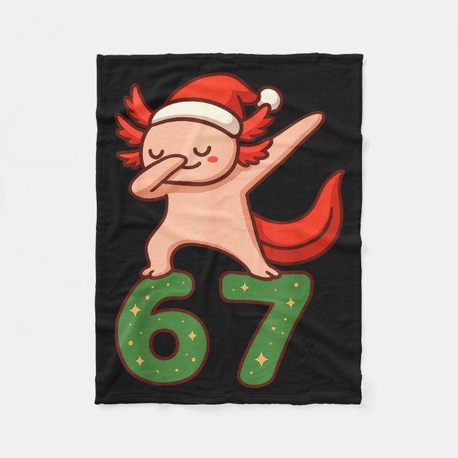 Christmas Axolotl Dabbing 67 Meme Six Seven Funny  Fleecedecke (Vorderseite)