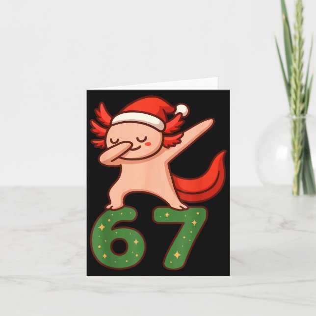 Christmas Axolotl Dabbing 67 Meme Six Seven Funny  Karte (Vorderseite)