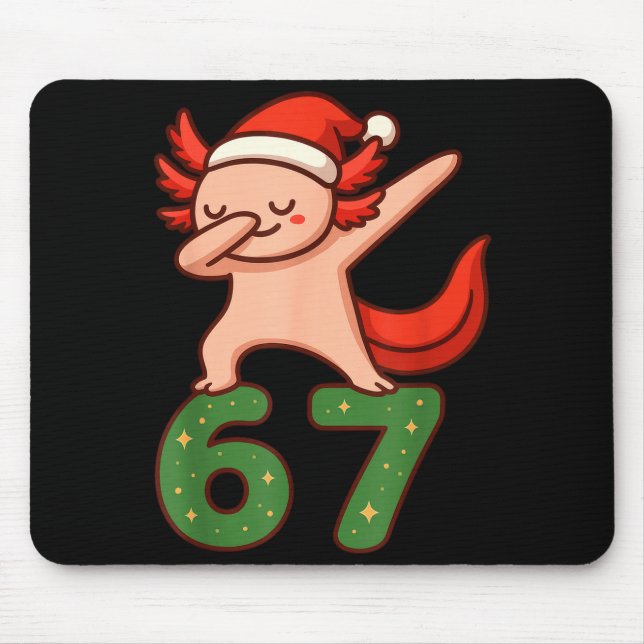 Christmas Axolotl Dabbing 67 Meme Six Seven Funny  Mousepad (Vorne)