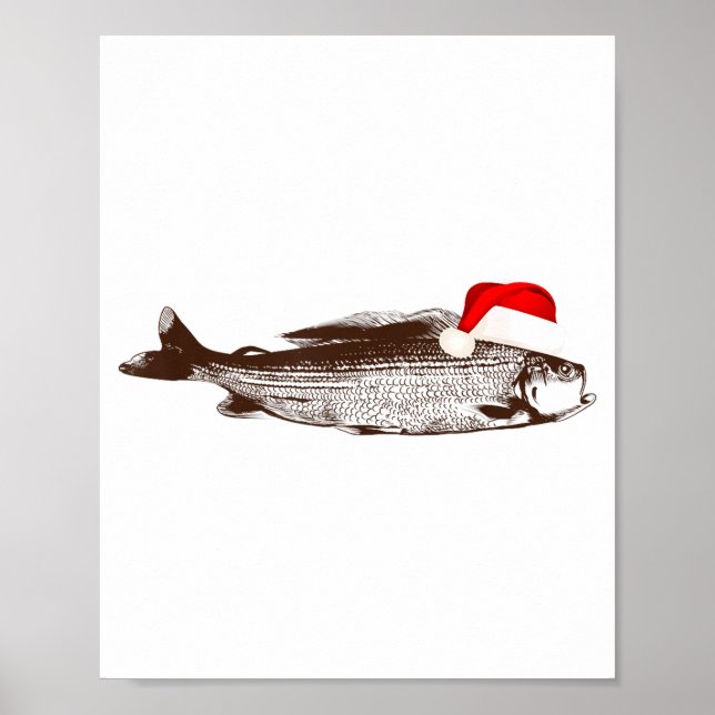 Christmas B Fishing Wearing Santa Hat  Poster (Vorne)