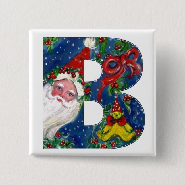 CHRISTMAS B SCHREIBEN / SANTA RED RIBON MONOGRAMM BUTTON (Vorderseite)