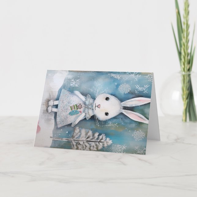Christmas Baby Animals Bunny Holiday Grußkarte Karte (Vorderseite)