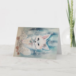 Christmas Baby Animals Fox Holiday Grußkarte Karte