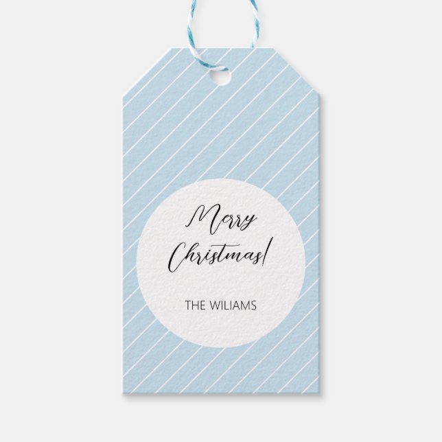 Christmas Baby Blue Simple Modern Geometric Geschenkanhänger (Vorderseite)