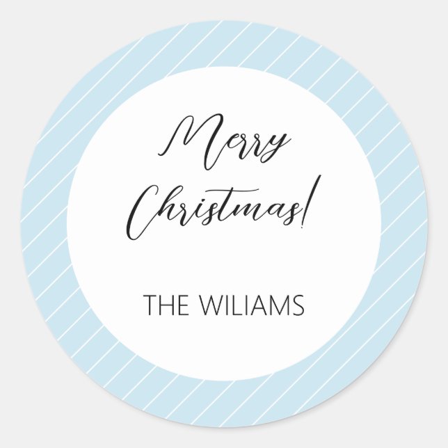 Christmas Baby Blue Simple Modern Geometric Runder Aufkleber (Vorderseite)