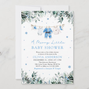 Christmas Baby Boy Blue ein kleines Baby Duschbad Einladung